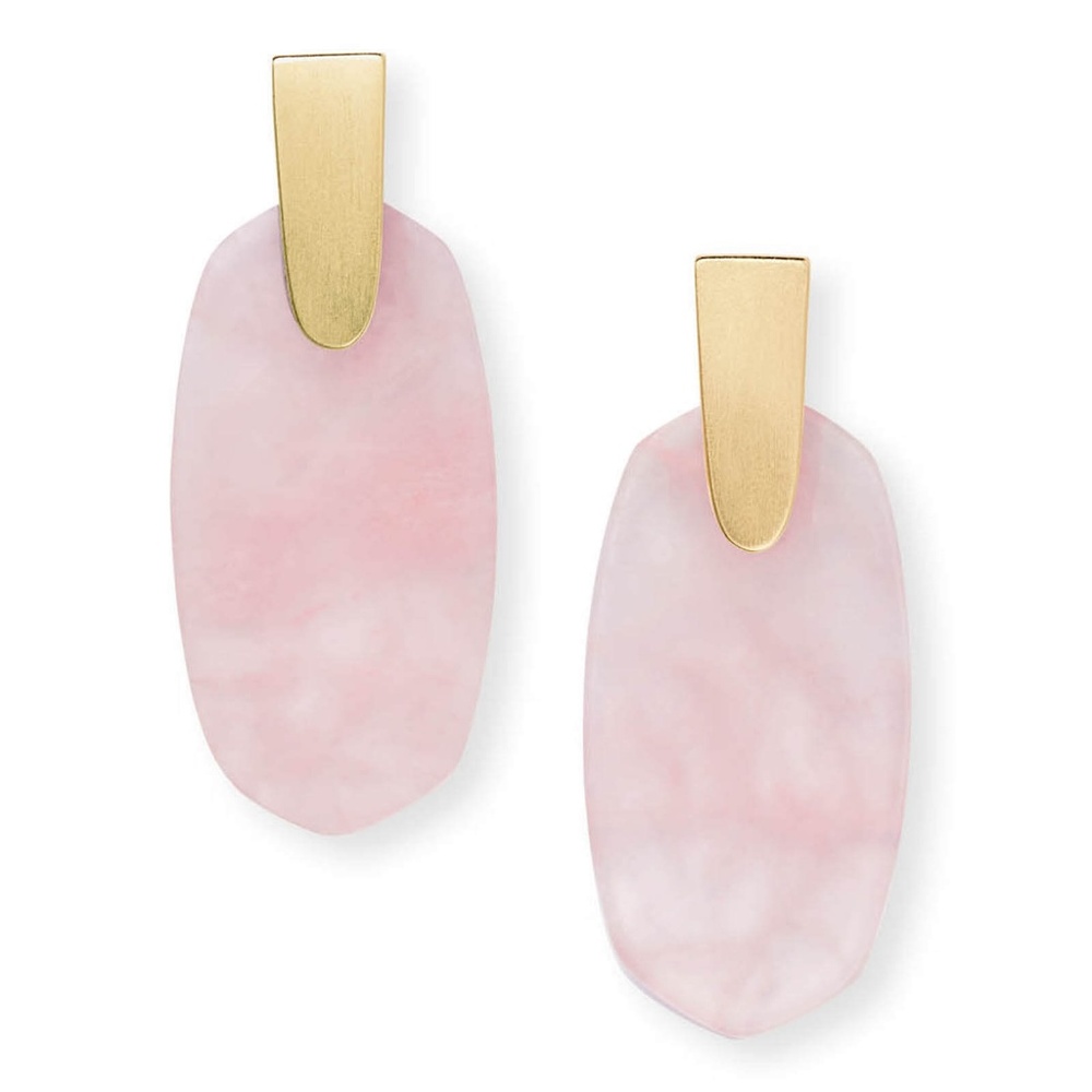 Kendra Scott Pink Quartz Gold Earrings Aragon